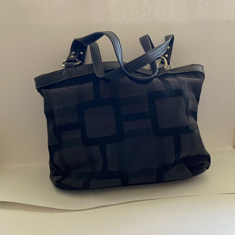 Nine West black on black print fabric bag, used but still in very good condition